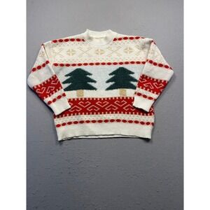 Unbranded Holiday Sweater Polyester White Red OS Women